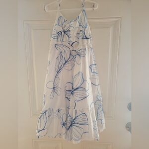 GAP White Dress with Blue Floral Print